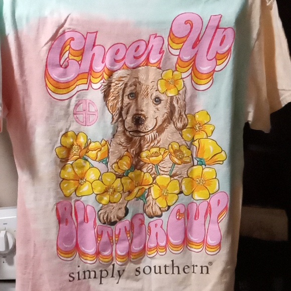 SIMPLY SOUTHERN T-shirt Medium- "Cheer Up Buttercup" 🐶 🌺 - Picture 7 of 15